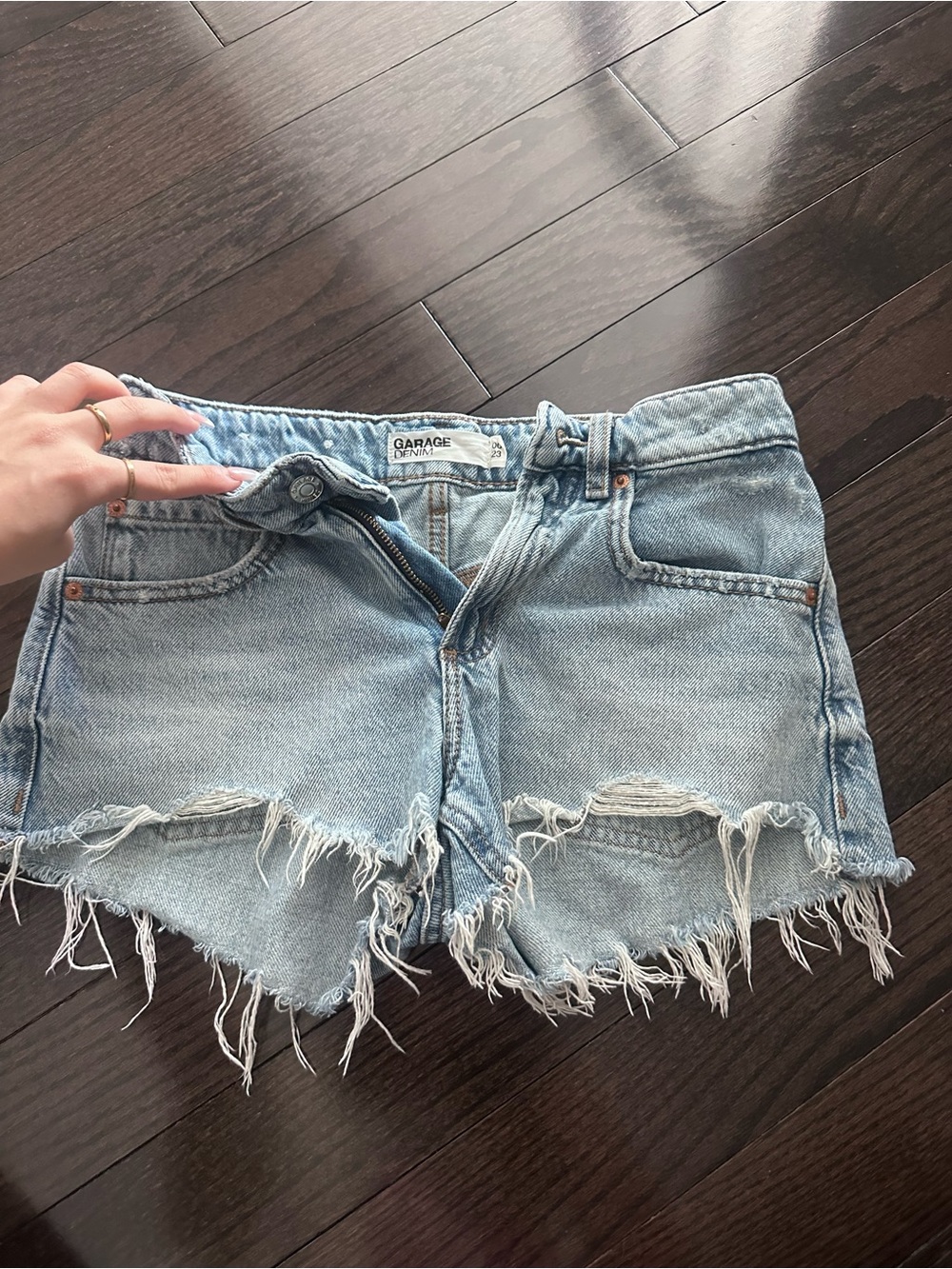 Garage Light Wash Distressed Denim Cutoff Shorts